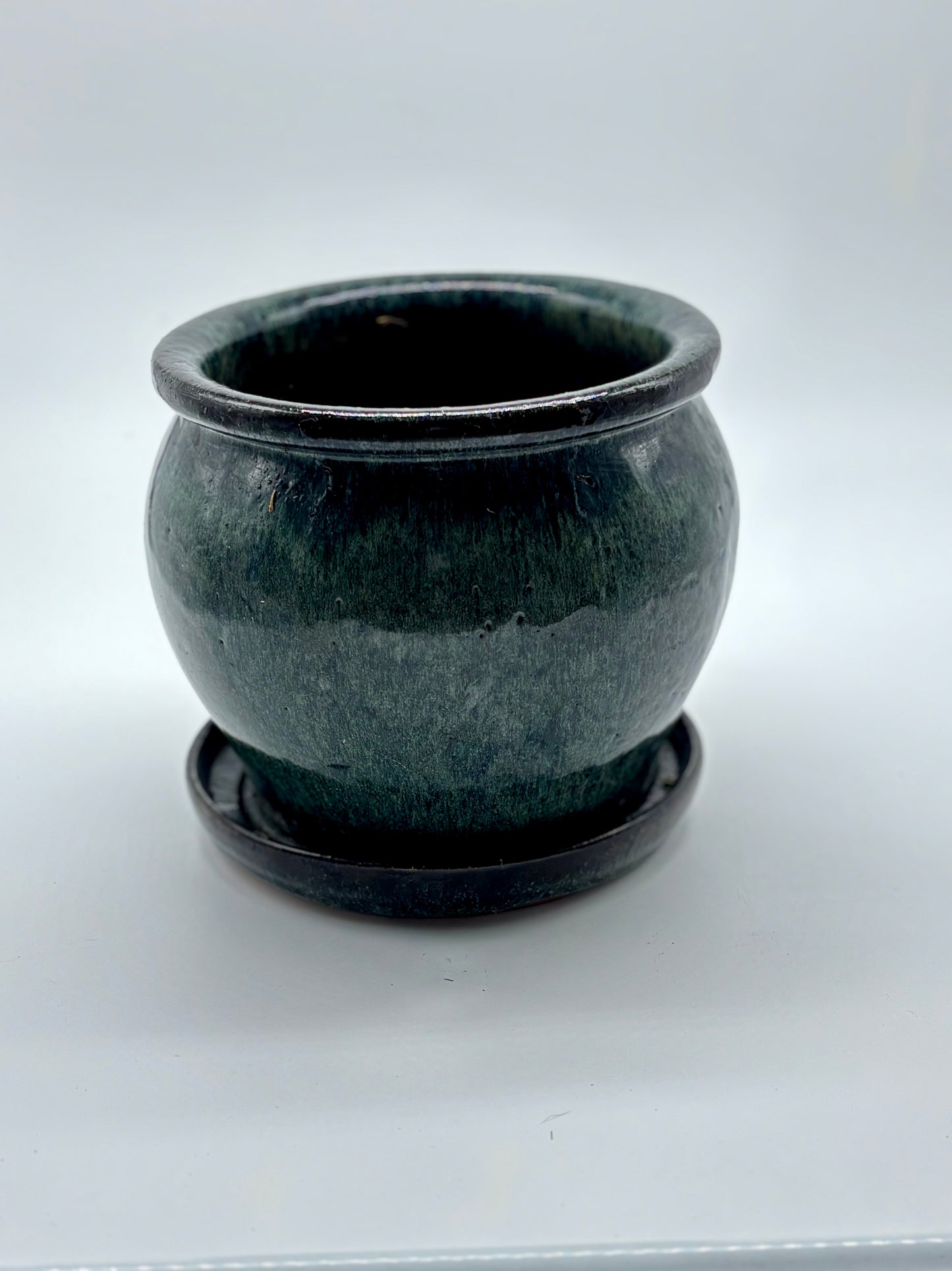Aqua Glazed Clay Pot