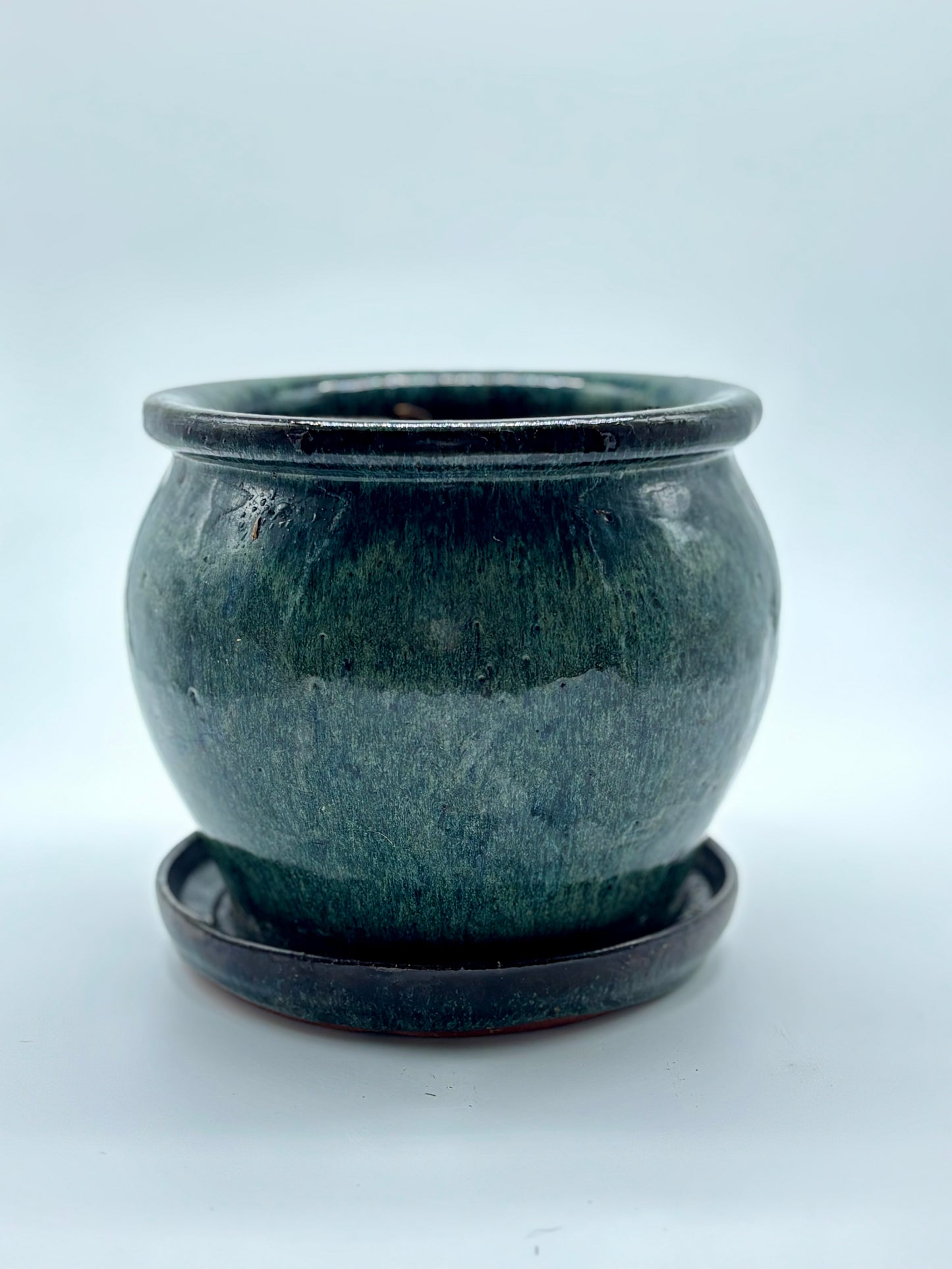 Aqua Glazed Clay Pot