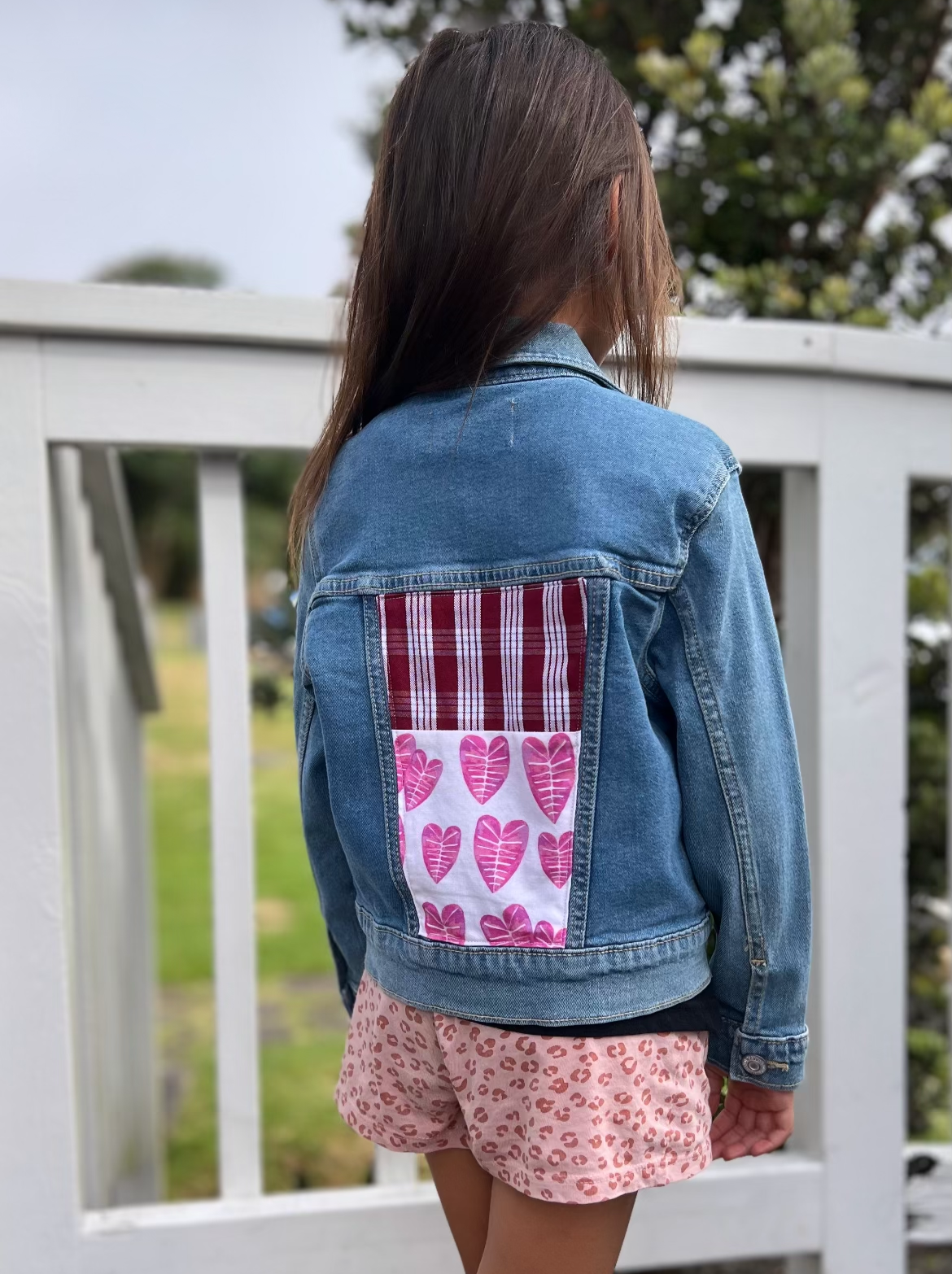 Hana ‘Ia Keiki Pink Kalo and Palaka Jean Jacket