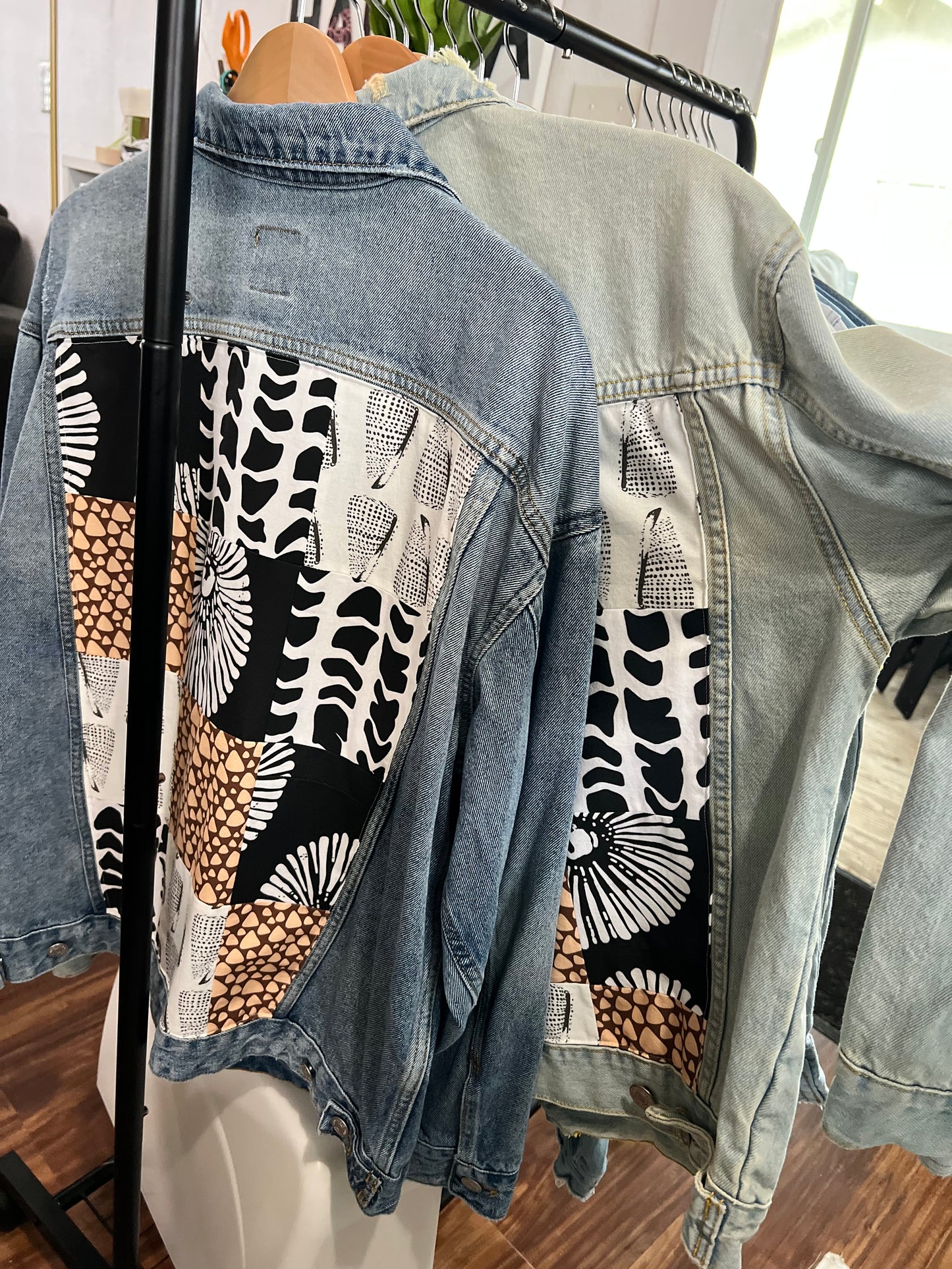 Women's XL Multi Print Jean Jacket