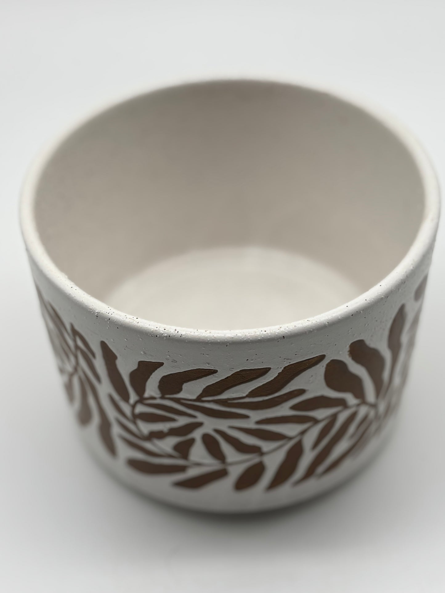 Floral White 6” Ceramic pot with drainage