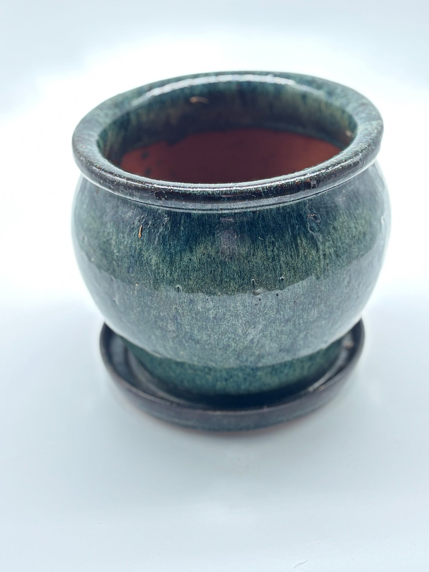 Aqua Glazed Clay Pot