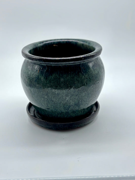 Aqua Glazed Clay Pot