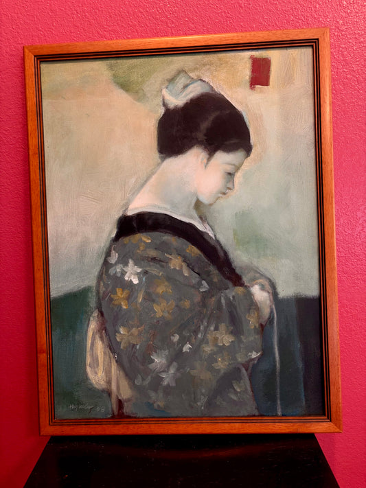 A portrait of a woman lost in thought, brought to life by the genius of Hungkwai Chan.