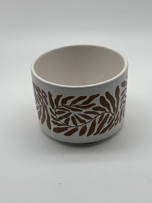 Floral White 6” Ceramic pot with drainage