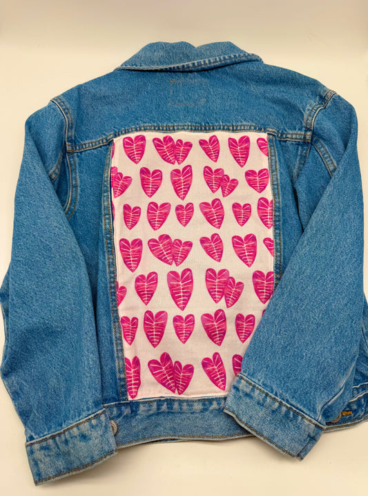 Small Pink Kalo Single Print Vintage Jean Jacket