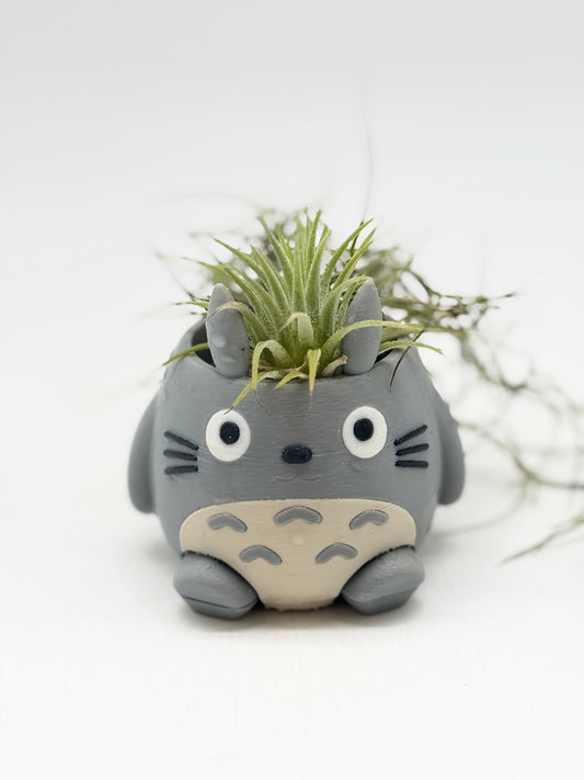 Totoro figurine with Air Plant and Pele's Hair